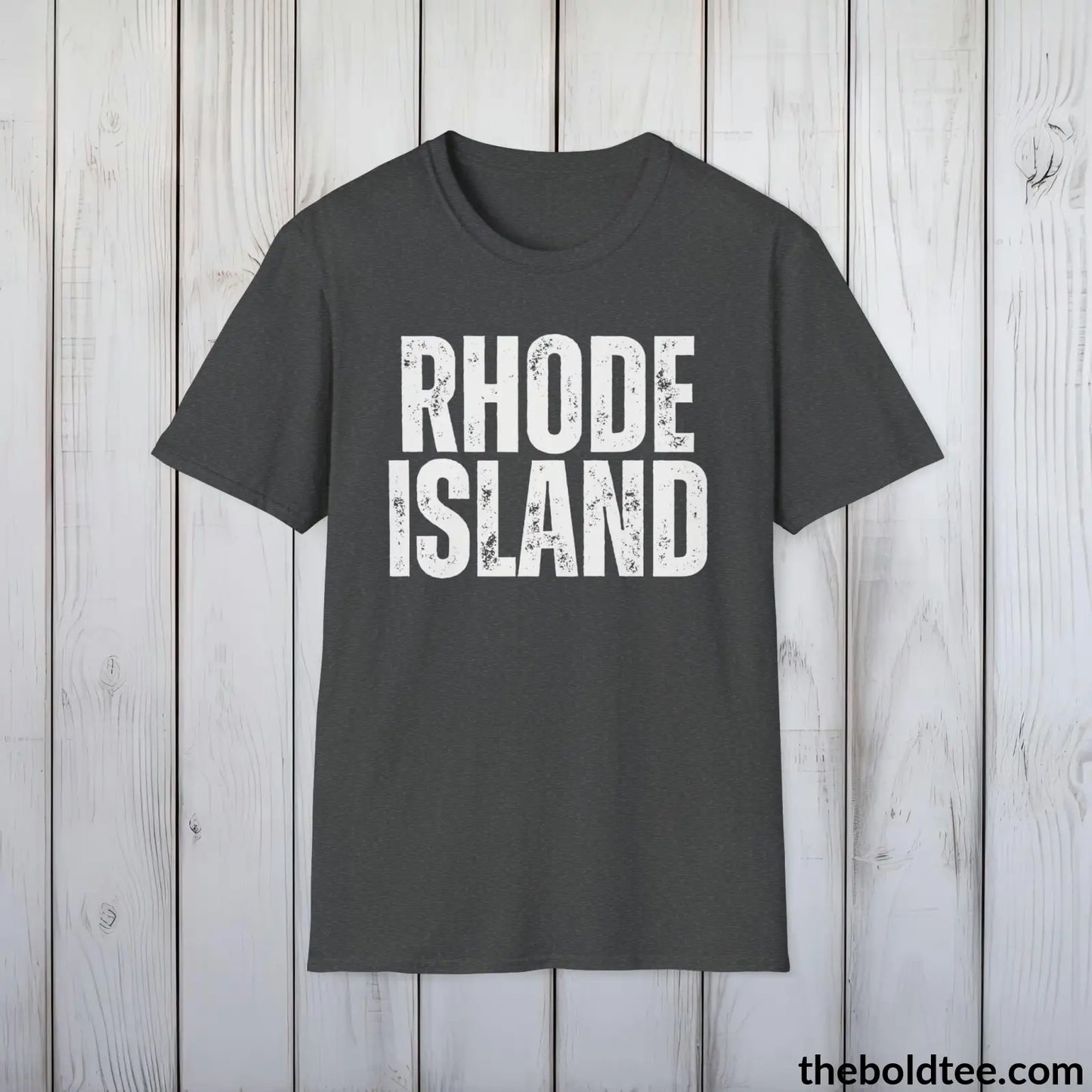 T-Shirt Dark Heather / S RHODE ISLAND Tee - Casual, Sustainable & Soft Cotton Crewneck Unisex T-Shirt - 9 Bold Colors