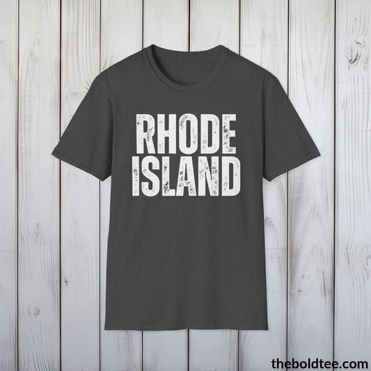 T-Shirt Dark Heather / S RHODE ISLAND Tee - Casual, Sustainable & Soft Cotton Crewneck Unisex T-Shirt - 9 Bold Colors