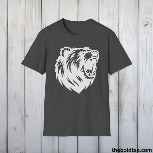 T-Shirt Dark Heather / S Roaring Bear Tee - Bold Urbnan Cotton T-Shirt - 9 Epic Dark Colors Available