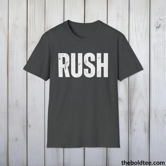 T-Shirt Dark Heather / S RUSH Tee - Bold Urbnan Cotton T-Shirt - 9 Epic Colors Available