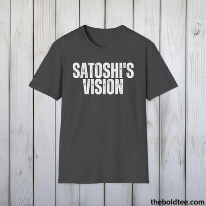 T-Shirt Dark Heather / S SATOSHI'S VISION Cryptocurrency Tee - Sustainable & Soft Cotton Crewneck Unisex T-Shirt - 9 Bold Colors