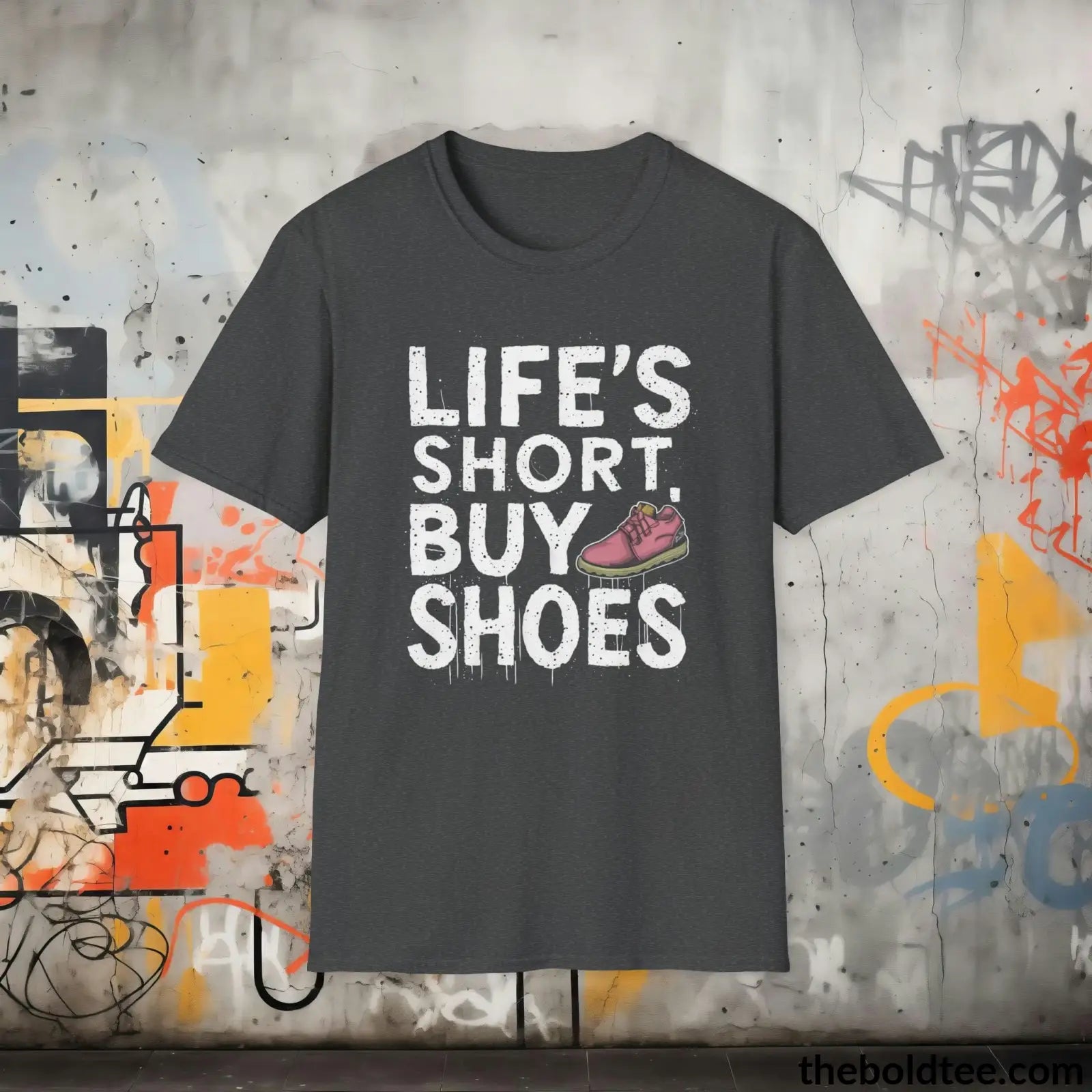 T-Shirt Dark Heather / S Shoe Lover's Delight T-Shirt - Sneaker Enthusiast's Softstyle Shirt - Perfect Gift for Cool Friends - 100% Ring-Spun Cotton - 3 Colors