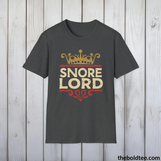 T-Shirt Dark Heather / S Snore Lord Dad Sleep Shirt - Sleepy Dad's Favorite Tee - Perfect Funny Dad T-Shirt Gift - Ultimate Comfort in Black, Grey or Navy