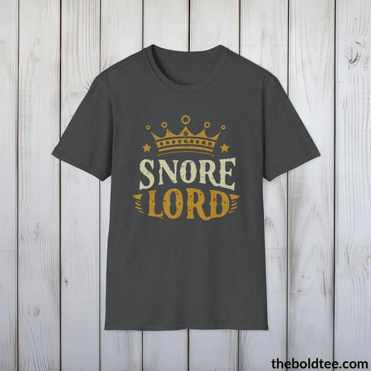 T-Shirt Dark Heather / S Snore Lord Dad Sleep Shirt - Sleepy Dad's Favorite Tee - Perfect Funny Dad T-Shirt Gift - Ultimate Comfort in Black, Grey or Navy