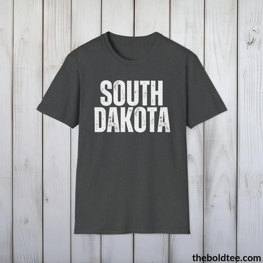 T-Shirt Dark Heather / S SOUTH DAKOTA - Casual, Sustainable & Soft Cotton Crewneck Unisex T-Shirt - 9 Bold Colors