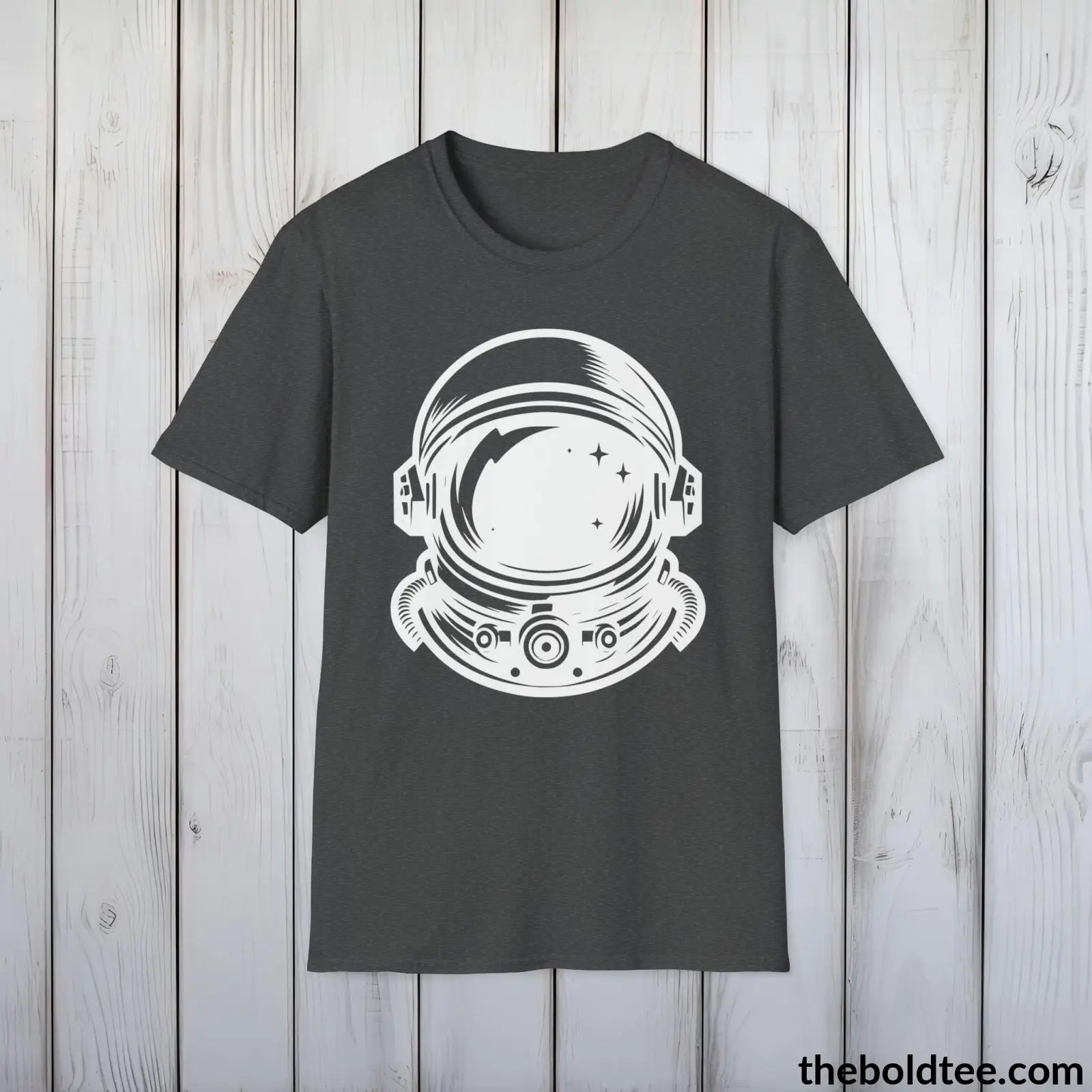 T-Shirt Dark Heather / S Space Ship Tee - Sustainable & Soft Cotton Crewneck Unisex T-Shirt - 9 Bold Colors