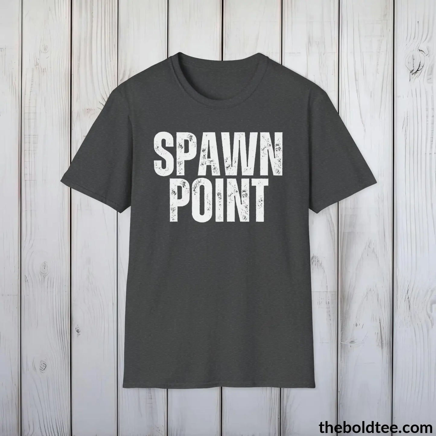 T-Shirt Dark Heather / S SPAWN POINT Gamer Tee - Sustainable & Soft Cotton Crewneck Unisex T-Shirt - 9 Bold Colors