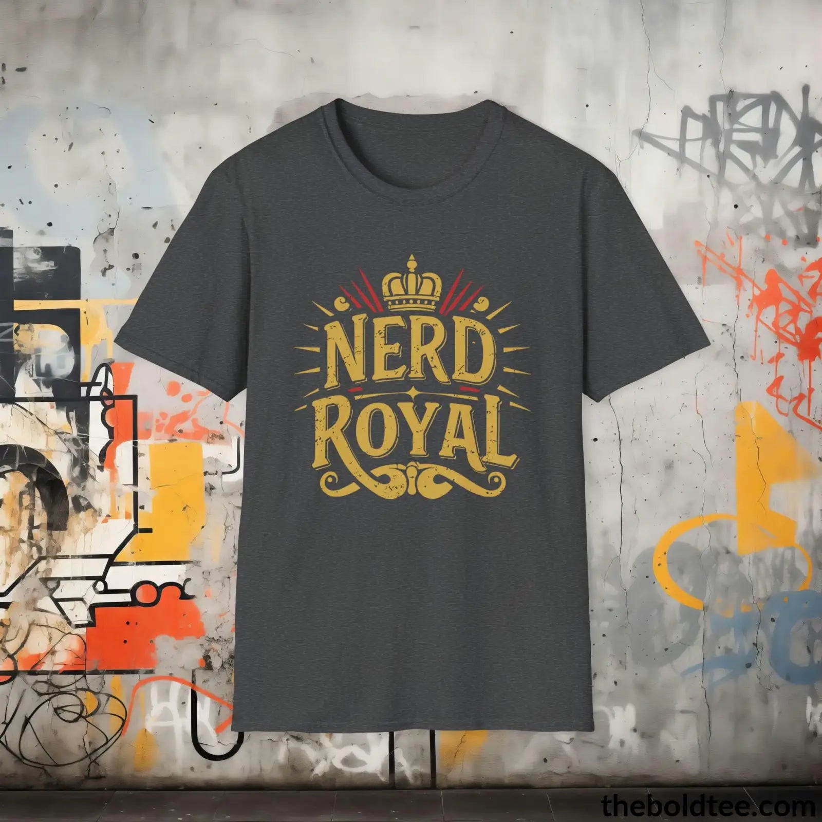 T-Shirt Dark Heather / S Stylish Nerd Royal T-Shirt - Ultimate Unisex Soft-Style Cotton Blend Tee in 3 Classic Colors - Perfect Geek Chic Royalty Gamer Nerd Gift