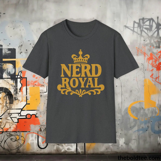 T-Shirt Dark Heather / S Stylish Nerd Royal T-Shirt - Ultimate Unisex Soft-Style Cotton Blend Tee in 3 Classic Colors - Perfect Geek Chic Royalty Gamer Nerd Gift