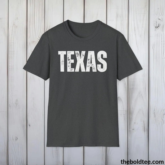 T-Shirt Dark Heather / S TEXAS Tee - Casual, Sustainable & Soft Cotton Crewneck Unisex T-Shirt - 9 Bold Colors