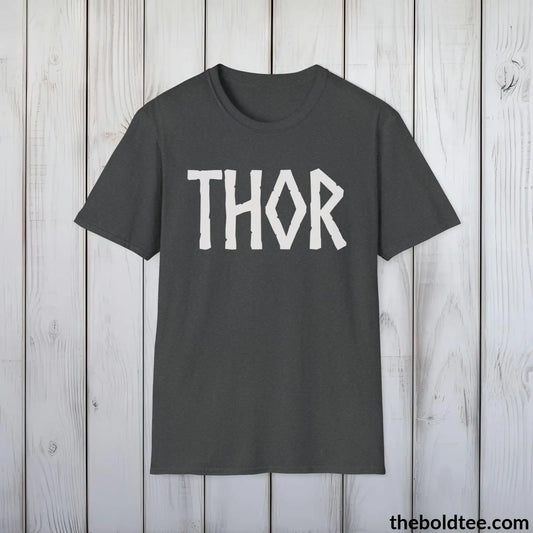 T-Shirt Dark Heather / S THOR Tee - Bold Viking Mythology Cotton T-Shirt - 9 Epic Dark Colors Available