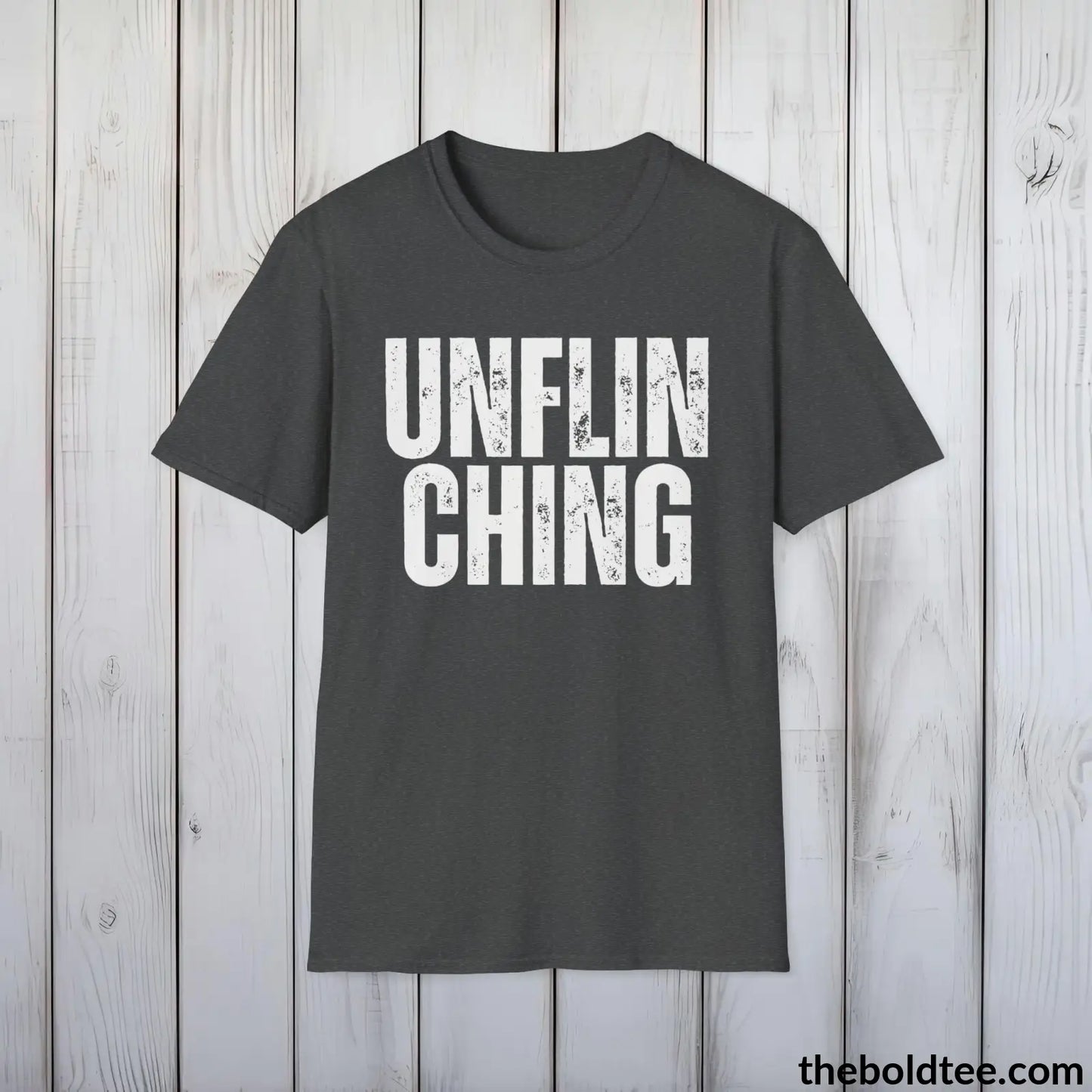 T-Shirt Dark Heather / S UNFLINCHING Tee - Casual, Sustainable & Soft Cotton Crewneck Unisex T-Shirt - 9 Bold Colors