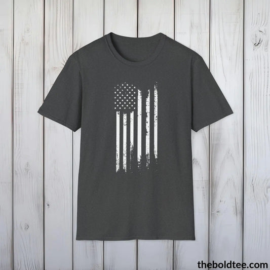 T-Shirt Dark Heather / S US FLAG Military Tee - Strong & Versatile Cotton Crewneck T-Shirt - 9 Bold Colors