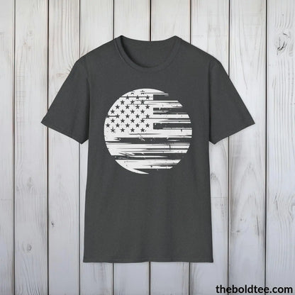 T-Shirt Dark Heather / S US FLAG Military Tee - Strong & Versatile Cotton Crewneck T-Shirt - 9 Bold Colors