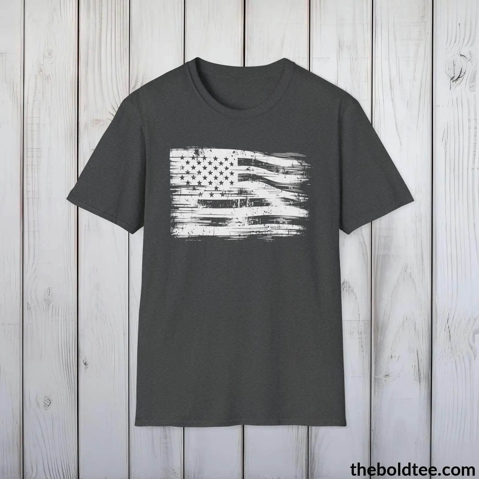 T-Shirt Dark Heather / S US FLAG Military Tee - Strong & Versatile Cotton Crewneck T-Shirt - 9 Bold Colors