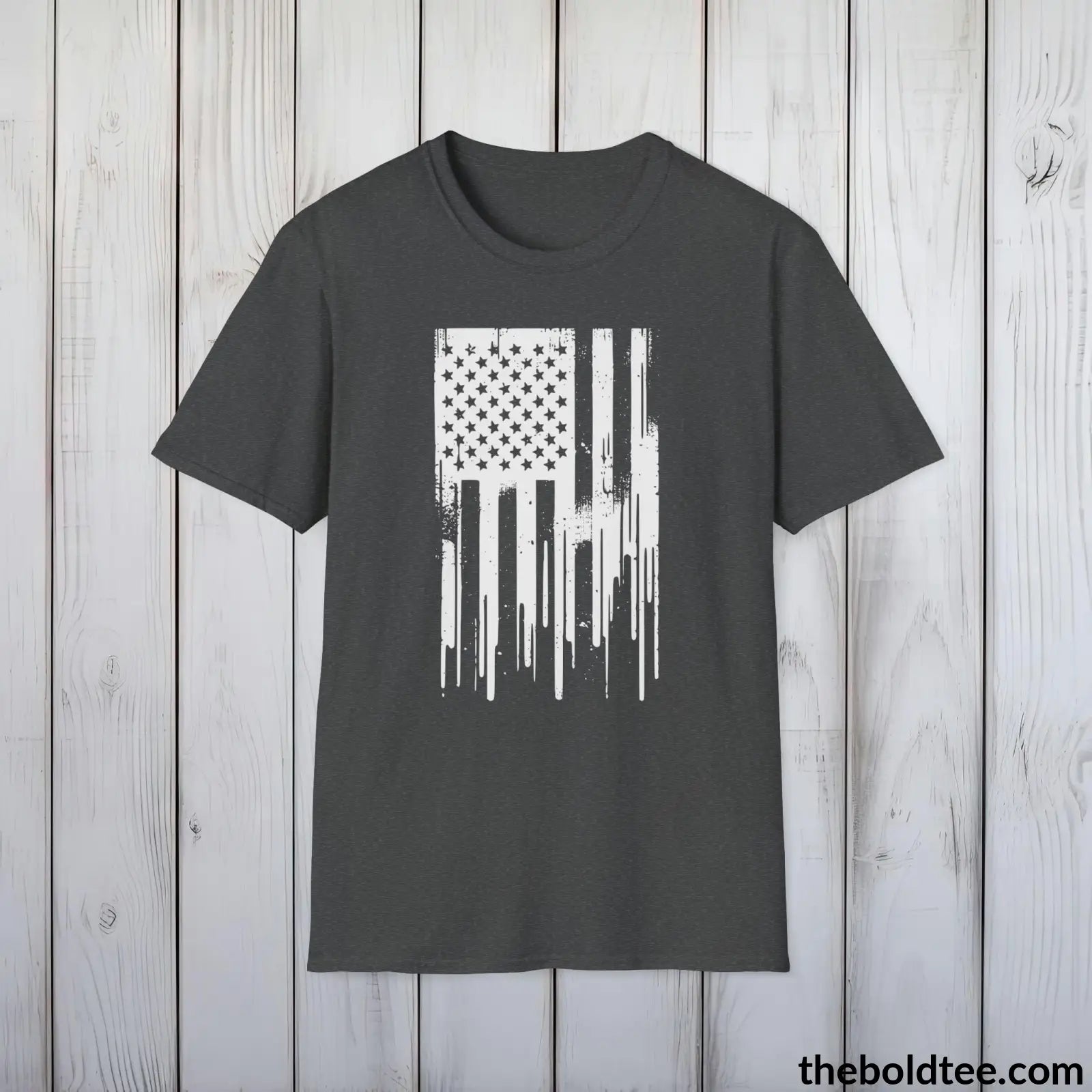 T-Shirt Dark Heather / S US FLAG Military Tee - Strong & Versatile Cotton Crewneck T-Shirt - 9 Bold Colors