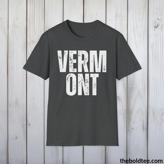 T-Shirt Dark Heather / S VERMONT Tee - Casual, Sustainable & Soft Cotton Crewneck Unisex T-Shirt - 9 Bold Colors