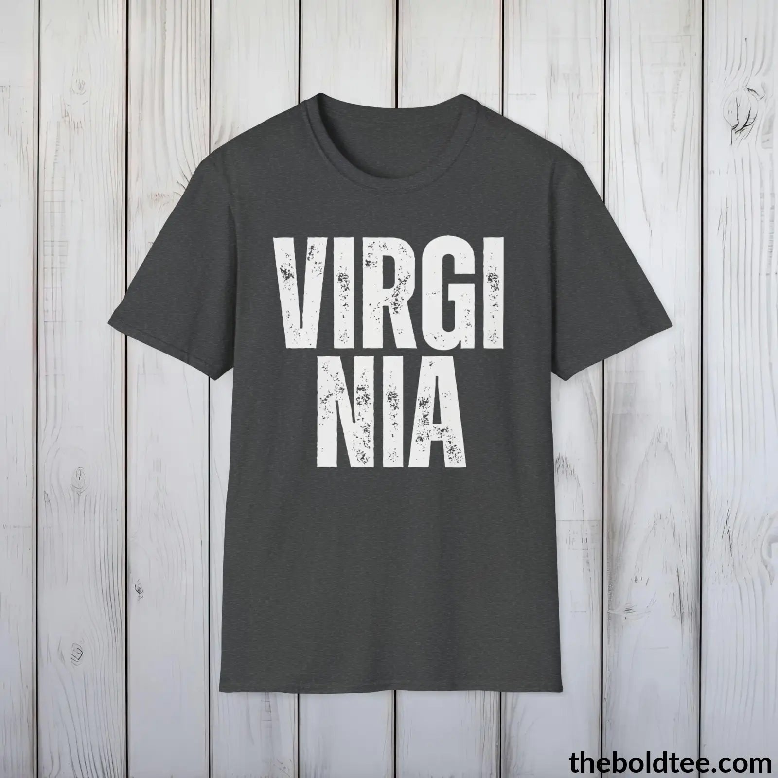 T-Shirt Dark Heather / S VIRGINIA - Casual, Sustainable & Soft Cotton Crewneck Unisex T-Shirt - 9 Bold Colors