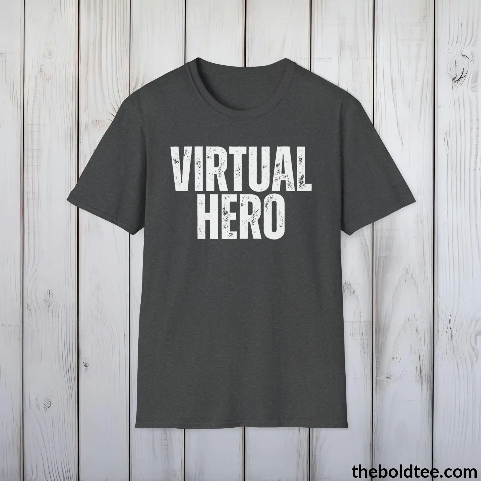 T-Shirt Dark Heather / S VIRTUAL HERO Gamer Tee - Sustainable & Soft Cotton Crewneck Unisex T-Shirt - 9 Bold Colors