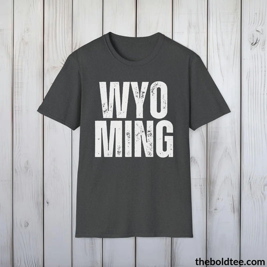 T-Shirt Dark Heather / S WYOMING - Casual, Sustainable & Soft Cotton Crewneck Unisex T-Shirt - 9 Bold Colors