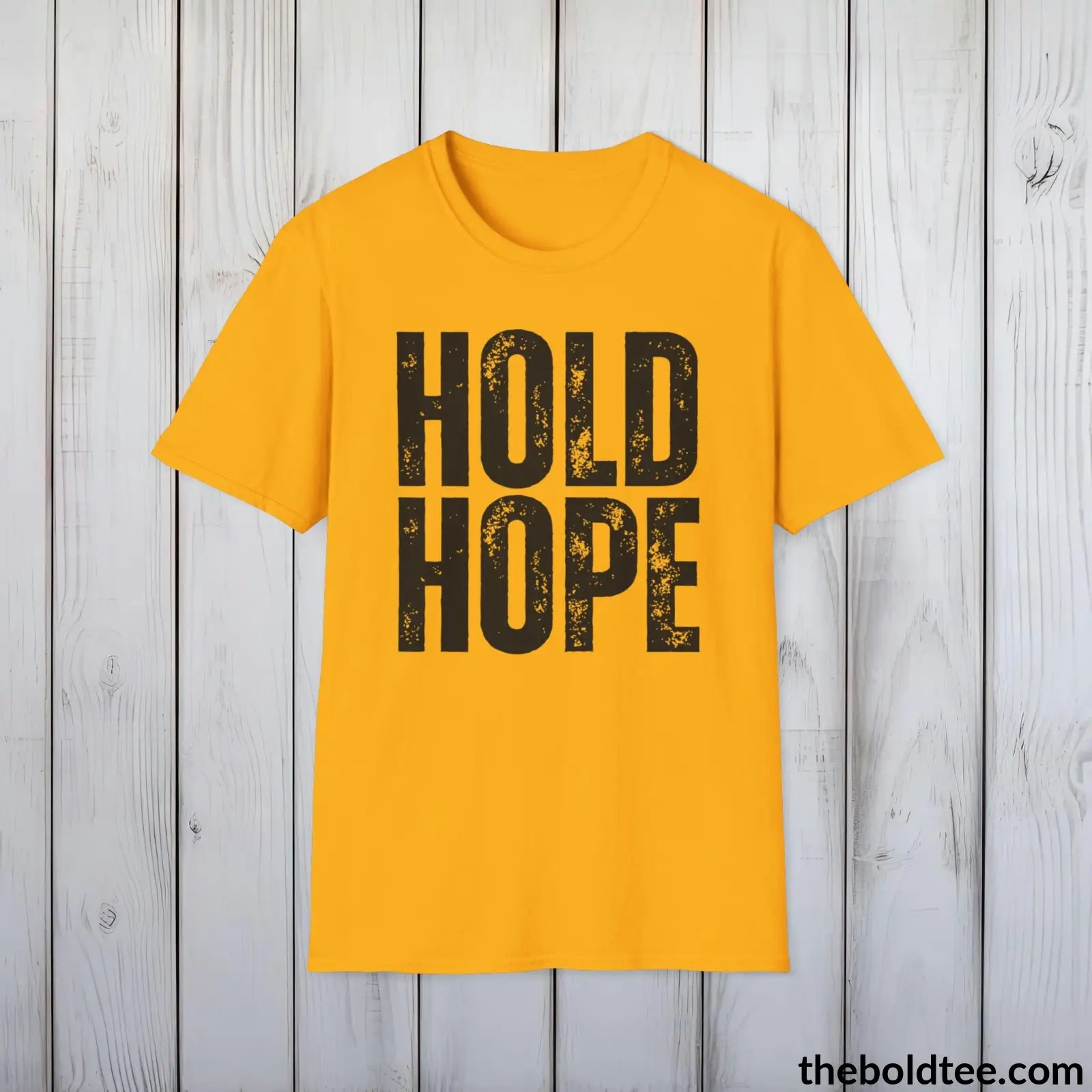 T-Shirt Gold / S HOLD HOPE Mental Health Awareness Tee - Soft Cotton Crewneck Unisex T-Shirt - 8 Trendy Colors