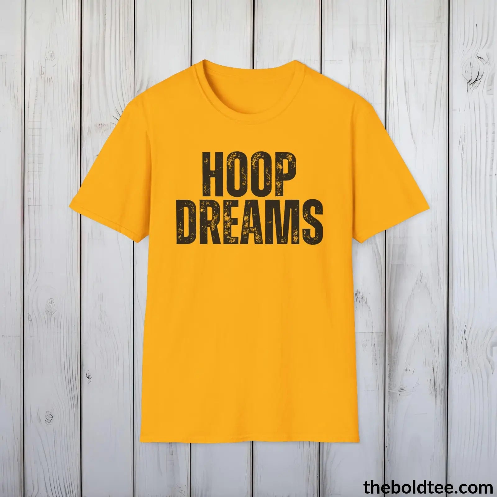 T-Shirt Gold / S HOOP DREAMS Basketball Tee - Sustainable & Soft Cotton Crewneck Unisex T-Shirt - 9 Bold Colors