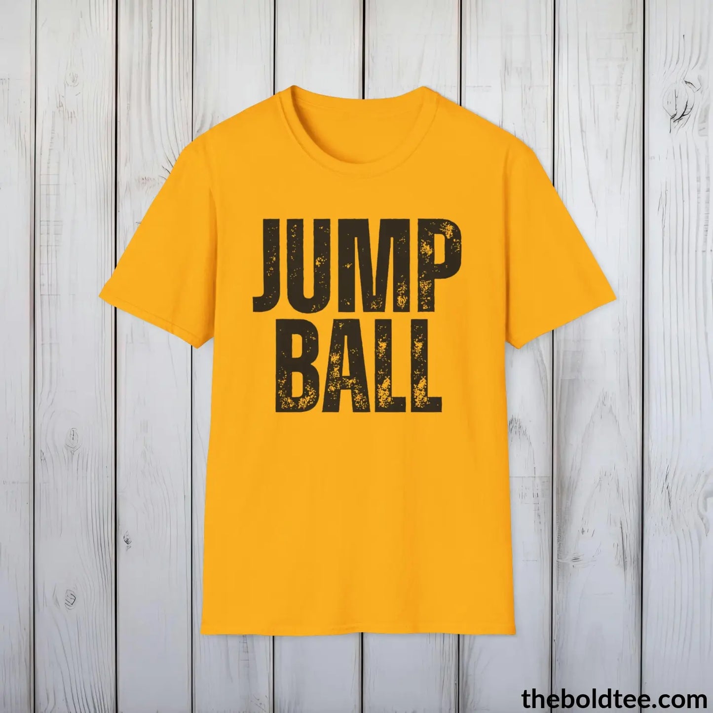 T-Shirt Gold / S JUMP BALL Basketball Tee - Sustainable & Soft Cotton Crewneck Unisex T-Shirt - 9 Bold Colors