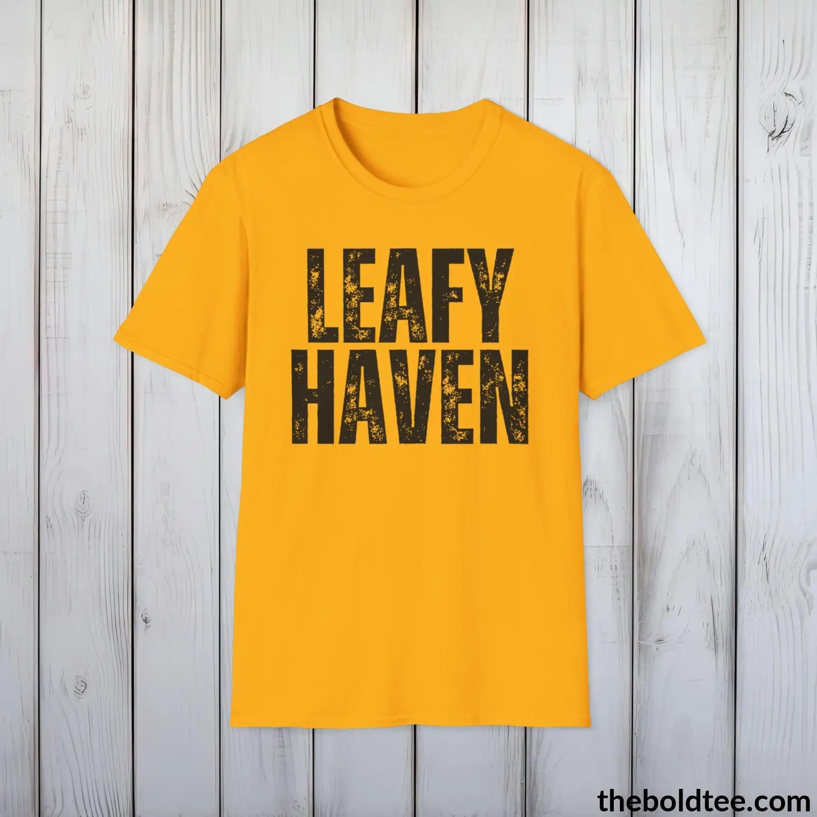 T-Shirt Gold / S LEAFY HAVEN Gardening Tee - Soft & Strong Cotton Crewneck Unisex T-Shirt - 8 Trendy Colors