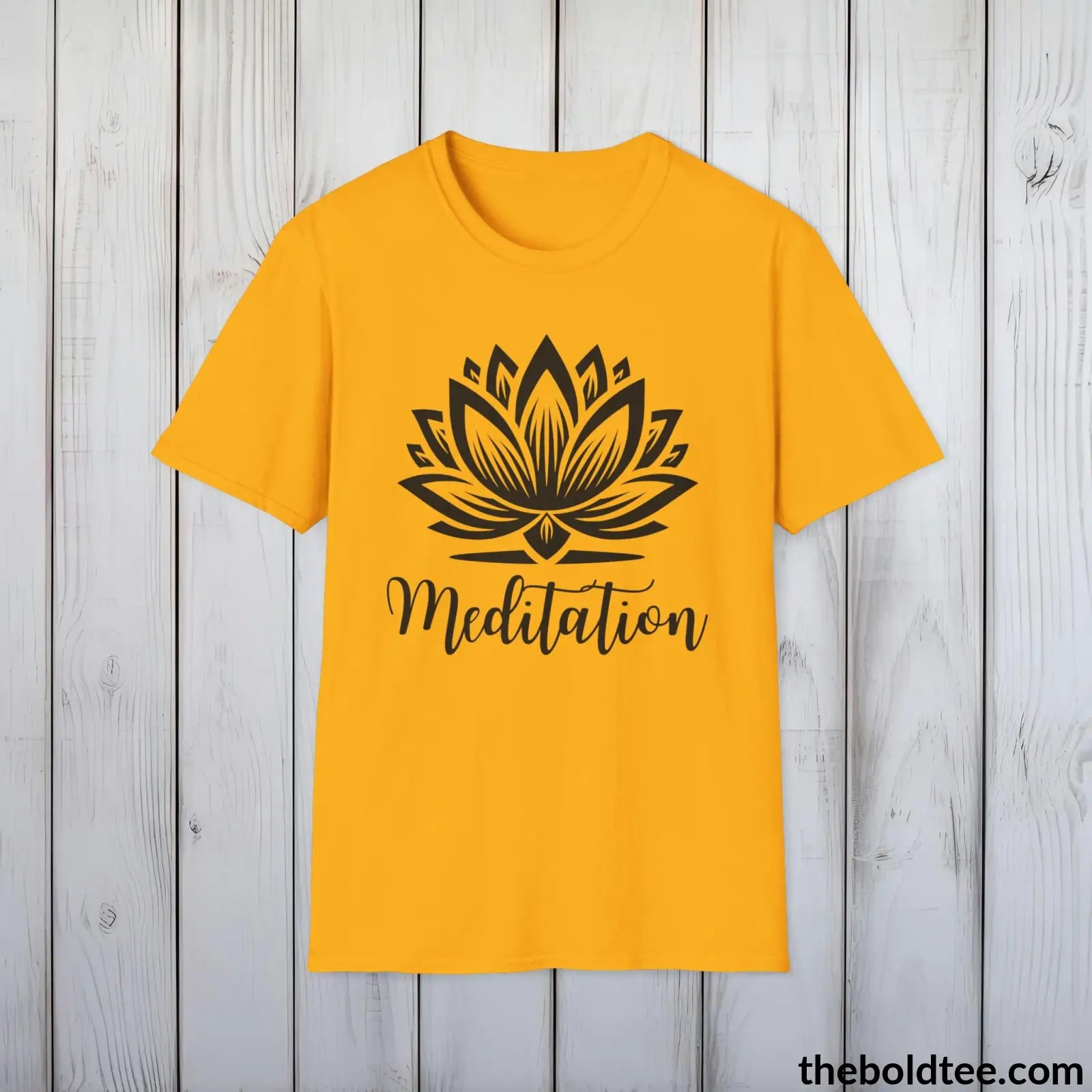 T-Shirt Gold / S Meditation Yoga Tee - Sustainable & Soft Cotton Crewneck Unisex T-Shirt - 9 Bold Colors