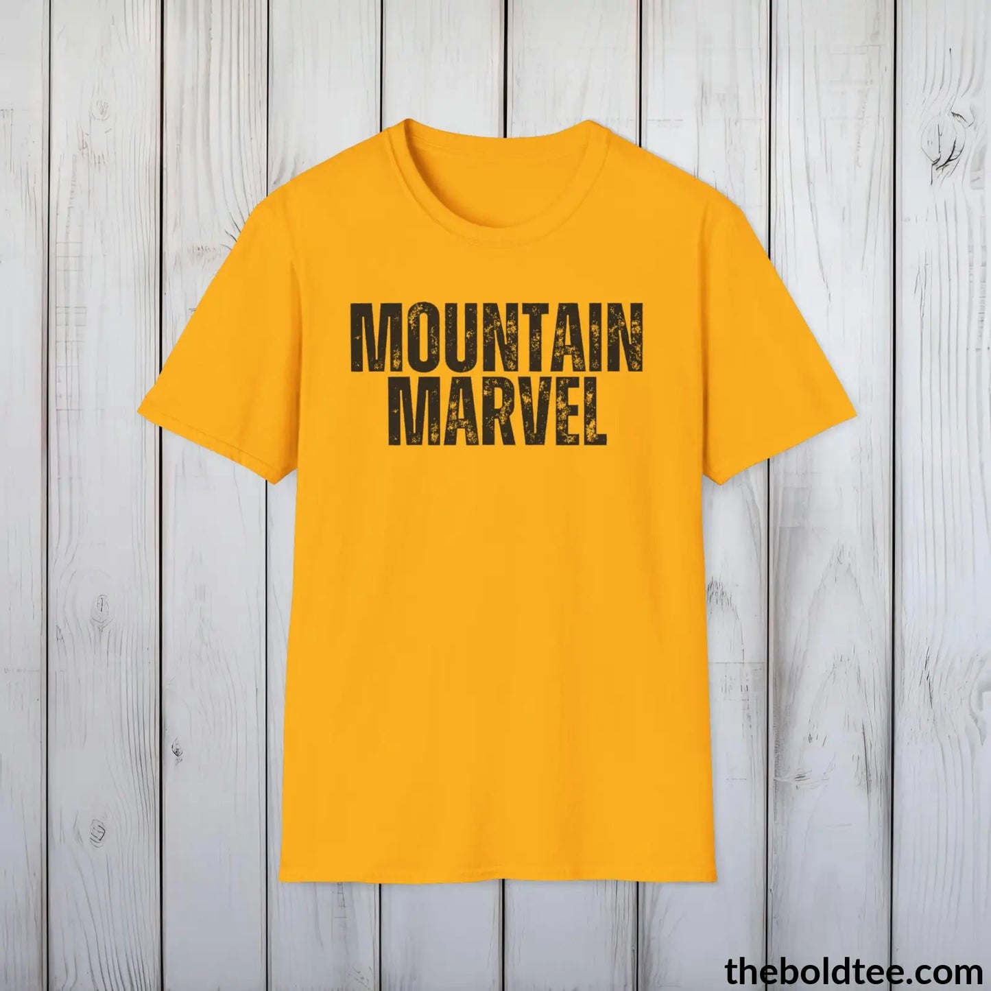 T-Shirt Gold / S MOUNTAIN MARVEL Hiking Tee - Sustainable & Soft Cotton Crewneck Unisex T-Shirt - 8 Trendy Colors