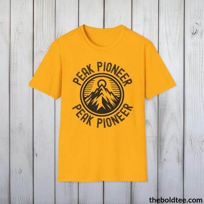 T-Shirt Gold / S PEAK PIONEER Hiking Tee - Sustainable & Soft Cotton Crewneck Unisex T-Shirt - 8 Trendy Colors