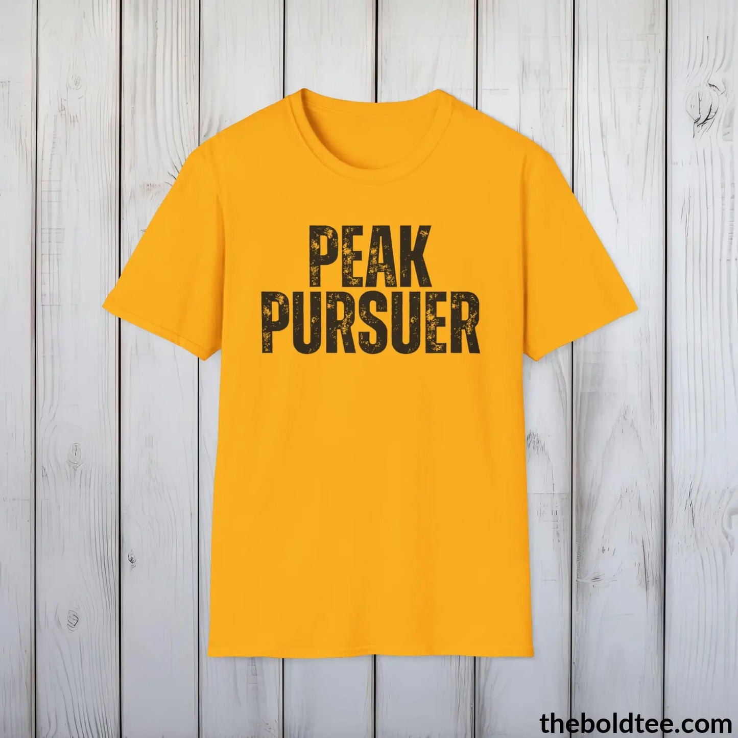 T-Shirt Gold / S PEAK PURSUER Hiking Tee - Sustainable & Soft Cotton Crewneck Unisex T-Shirt - 8 Trendy Colors