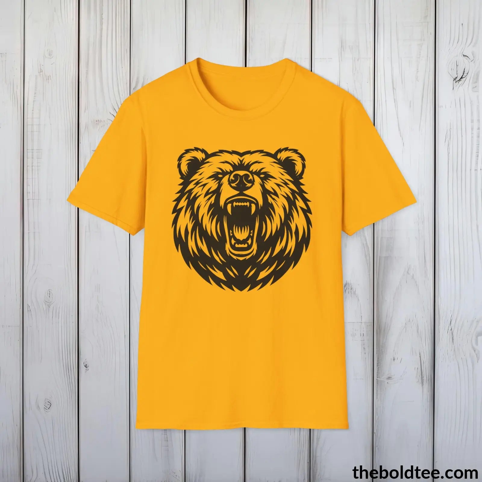 T-Shirt Gold / S Roaring Bear Tee - Bold Urban Cotton T-Shirt - 9 Bright Colors Available