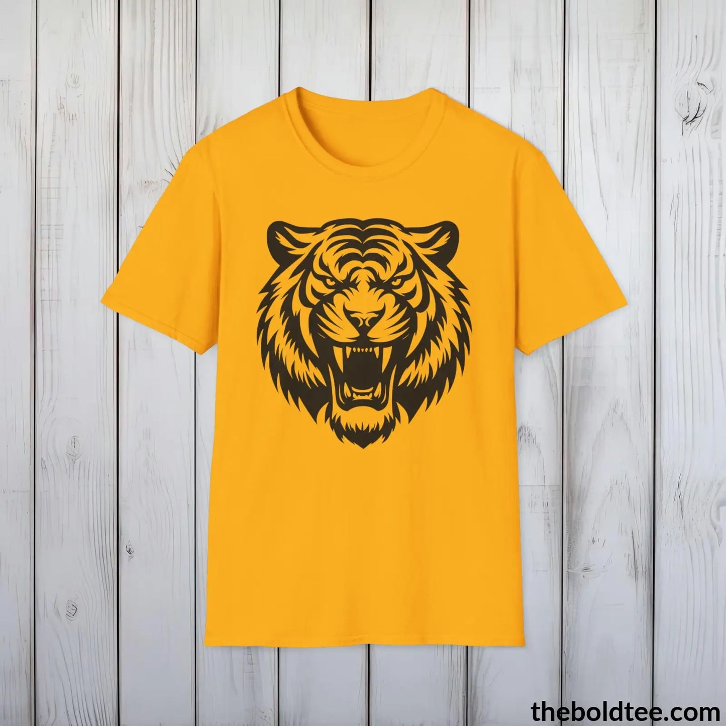 T-Shirt Gold / S Roaring Tiger Tee - Casual, Sustainable & Soft Cotton Crewneck Unisex T-Shirt - in 9 Bold Colors