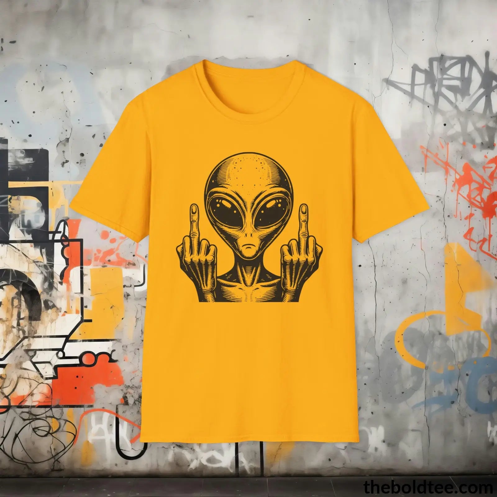 T-Shirt Gold / S Sassy Alien Attitude T-Shirt: Soft, Casual, and Unapologetically Alien - Edgy Cotton Crewneck - Cheeky Humor to Your Wardrobe in 8 Colors