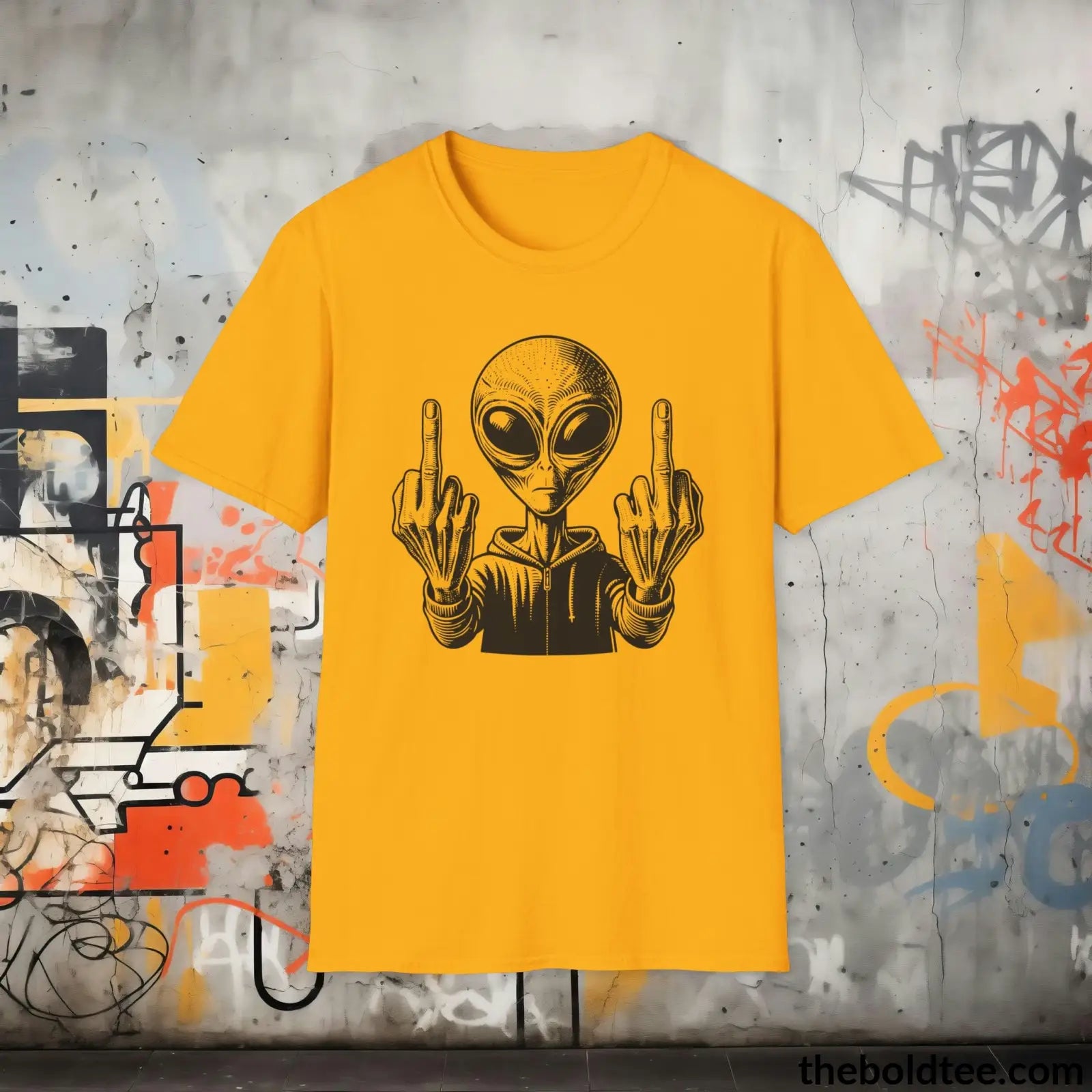 T-Shirt Gold / S Sassy Alien Attitude T-Shirt: Soft, Casual, and Unapologetically Alien - Edgy Cotton Crewneck - Cheeky Humor to Your Wardrobe in 8 Colors