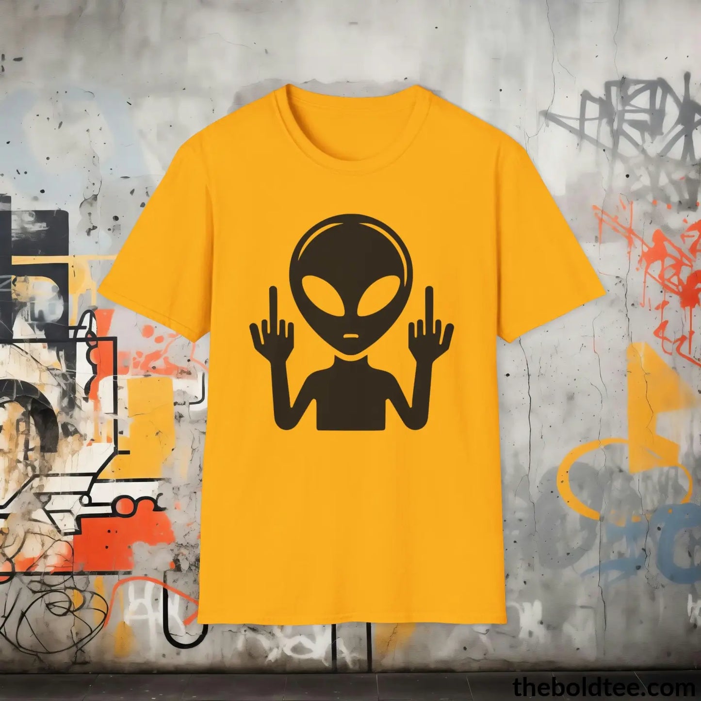 T-Shirt Gold / S Sassy Alien Attitude T-Shirt: Soft, Casual, and Unapologetically Alien - Edgy Cotton Crewneck - Cheeky Humor to Your Wardrobe in 8 Colors