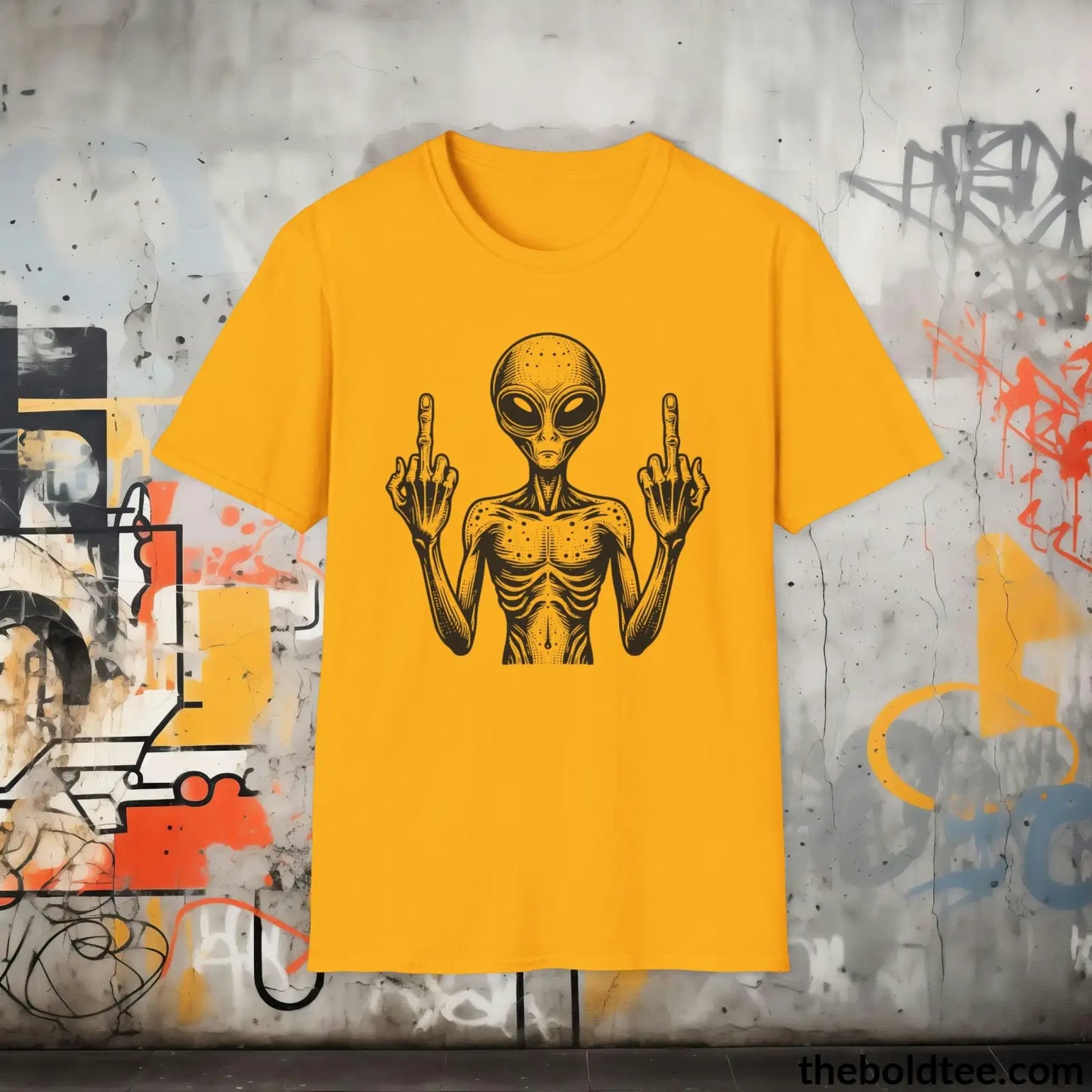 T-Shirt Gold / S Sassy Alien Attitude T-Shirt: Soft, Casual, and Unapologetically Alien - Edgy Cotton Crewneck - Cheeky Humor to Your Wardrobe in 8 Colors