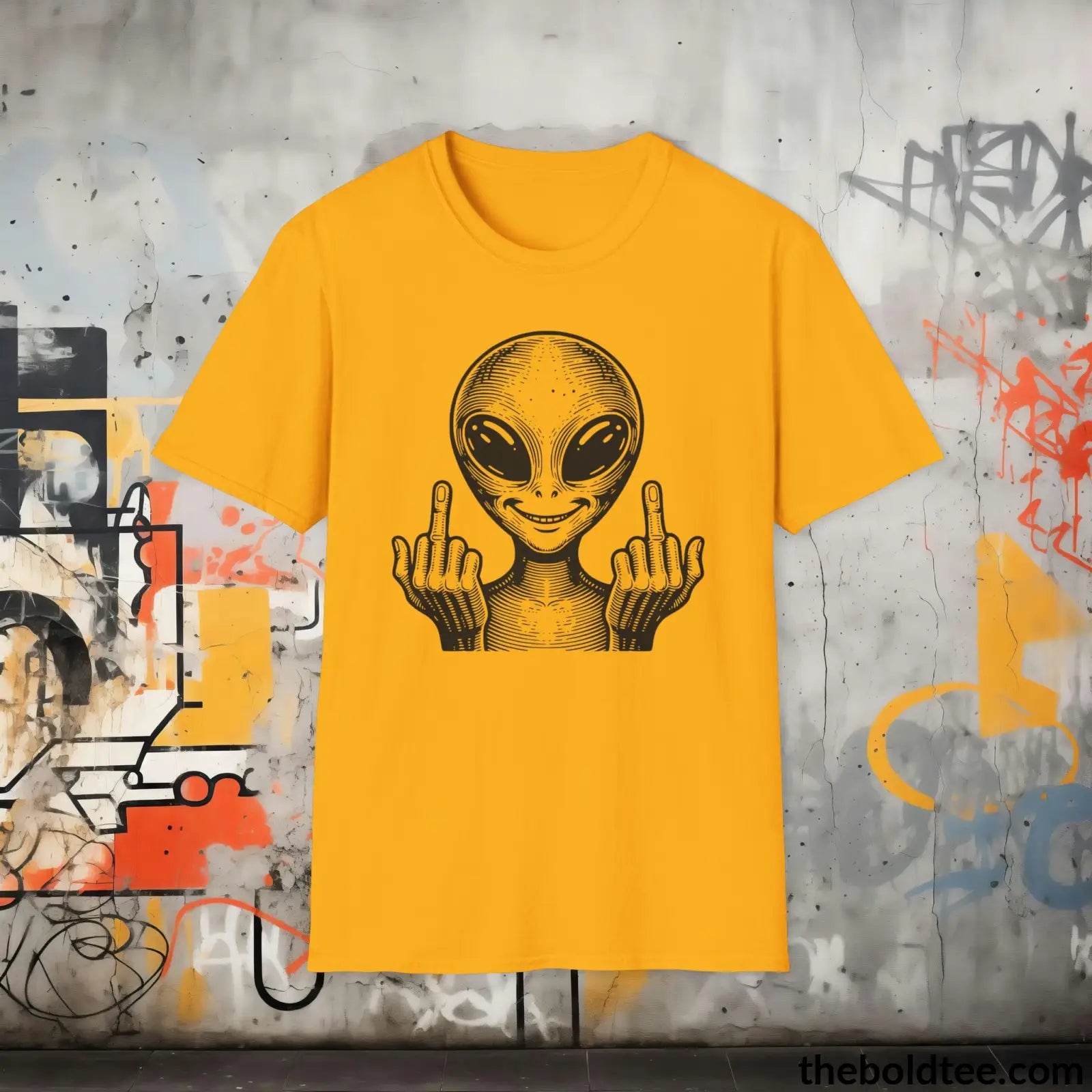 T-Shirt Gold / S Sassy Alien Attitude T-Shirt: Soft, Casual, and Unapologetically Alien - Edgy Cotton Crewneck - Cheeky Humor to Your Wardrobe in 8 Colors