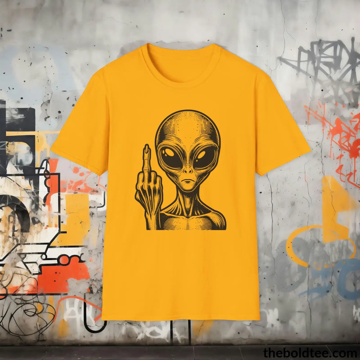 T-Shirt Gold / S Sassy Alien Attitude T-Shirt: Soft, Casual, and Unapologetically Alien - Edgy Cotton Crewneck - Cheeky Humor to Your Wardrobe in 8 Colors