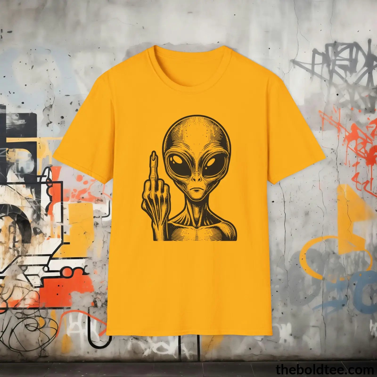 T-Shirt Gold / S Sassy Alien Attitude T-Shirt: Soft, Casual, and Unapologetically Alien - Edgy Cotton Crewneck - Cheeky Humor to Your Wardrobe in 8 Colors