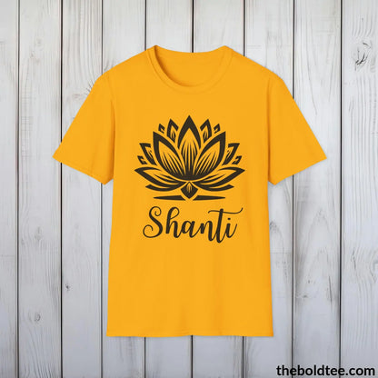 T-Shirt Gold / S Shanti Yoga Tee - Sustainable & Soft Cotton Crewneck Unisex T-Shirt - 9 Bold Colors