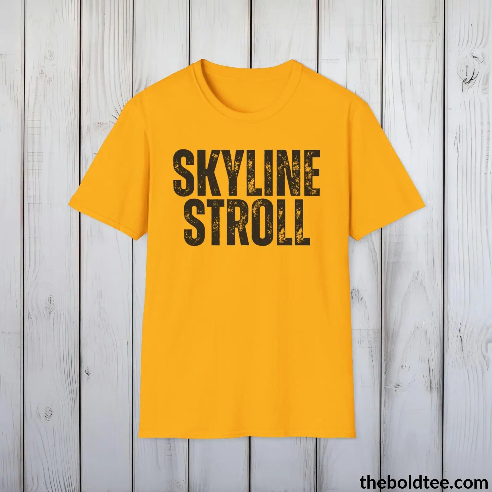 T-Shirt Gold / S SKYLINE STROLL Hiking Tee - Sustainable & Soft Cotton Crewneck Unisex T-Shirt - 8 Trendy Colors