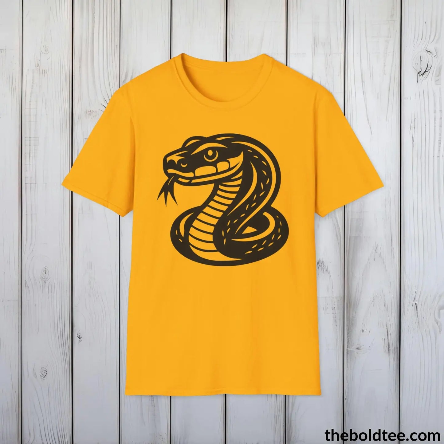 T-Shirt Gold / S Snake Tee - Casual, Sustainable & Soft Cotton Crewneck Unisex T-Shirt - in 9 Bold Colors