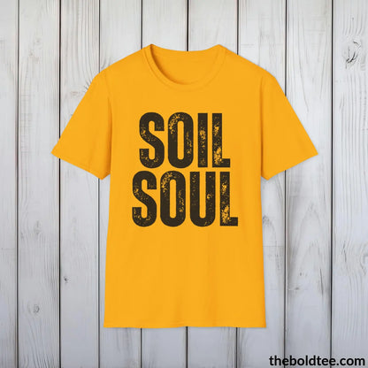 T-Shirt Gold / S SOIL SOUL Gardening Tee - Soft & Strong Cotton Crewneck Unisex T-Shirt - 8 Trendy Colors