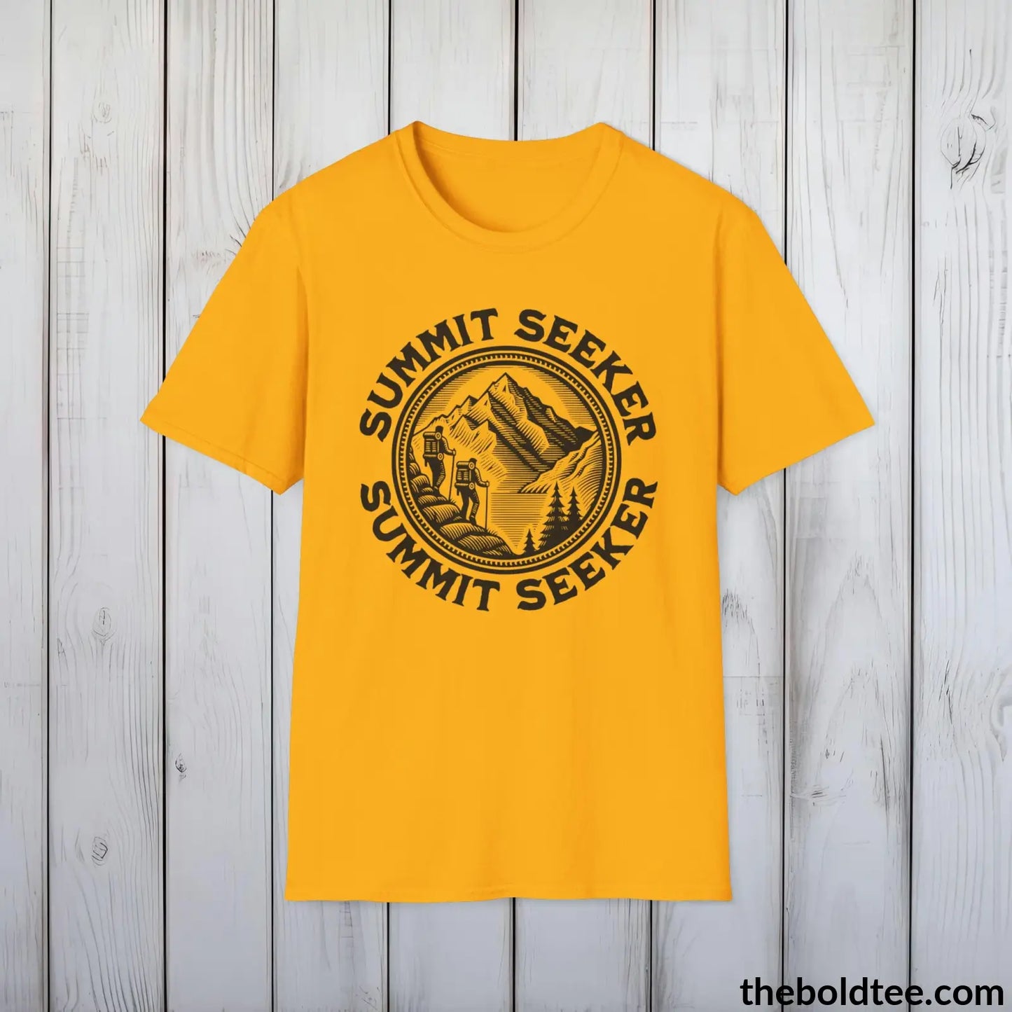 T-Shirt Gold / S SUMMIT SEEKER Hiking Tee - Sustainable & Soft Cotton Crewneck Unisex T-Shirt - 8 Trendy Colors