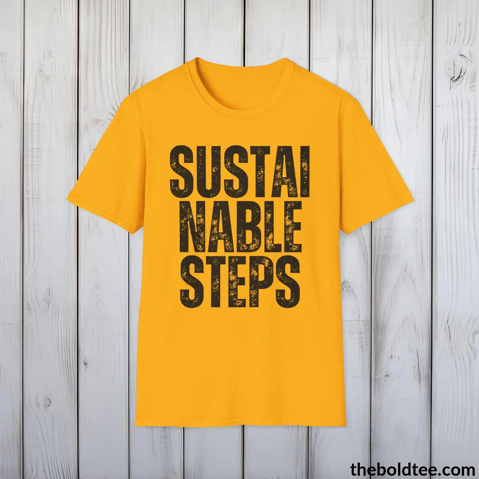 T-Shirt Gold / S SUSTAINABLE STEPS Tee - Casual, Sustainable & Soft Cotton Crewneck Unisex T-Shirt - 9 Bold Colors