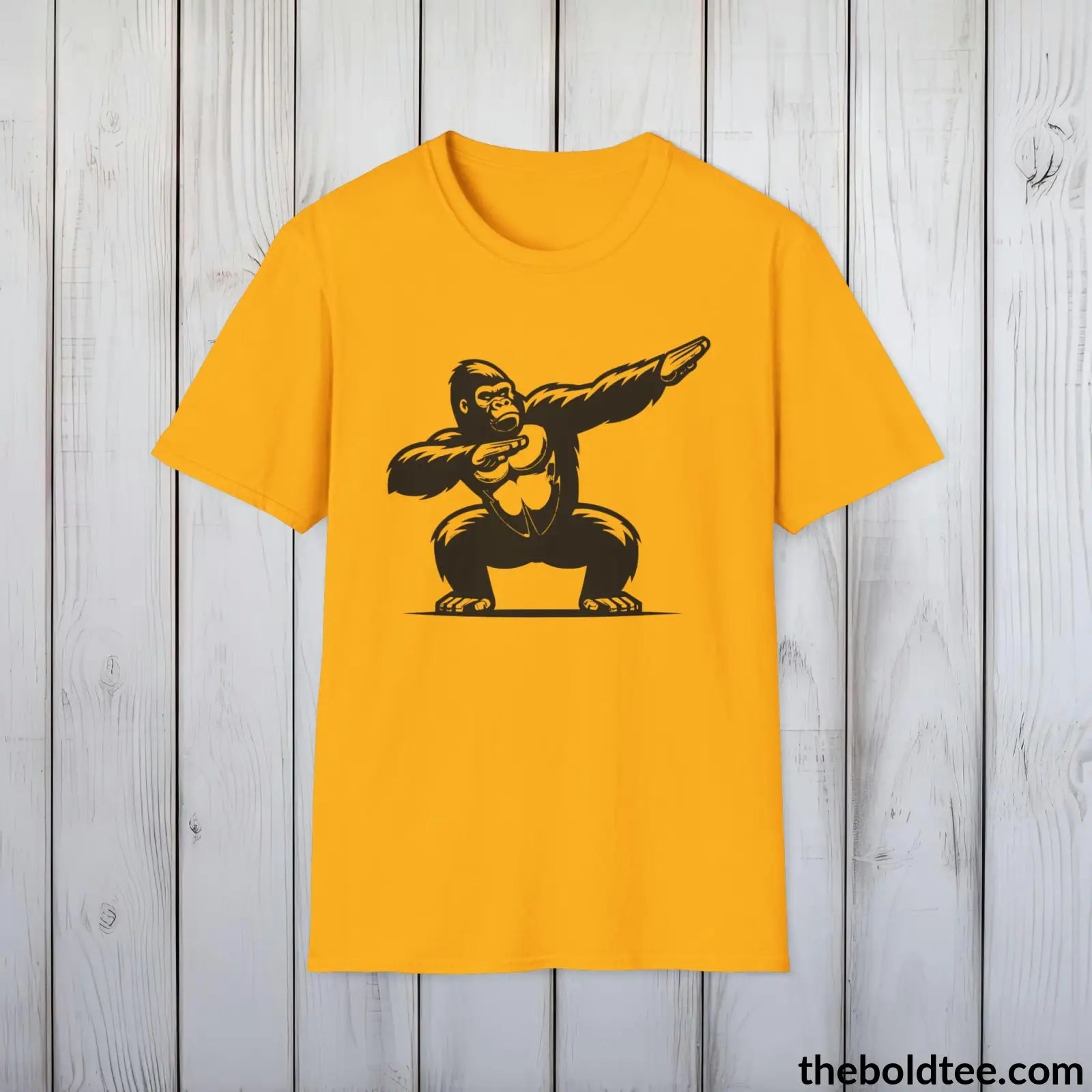 T-Shirt Gold / S The Bold Gorilla Dap Tee - Casual, Sustainable & Soft Cotton Crewneck Unisex T-Shirt - in 9 Bold Colors