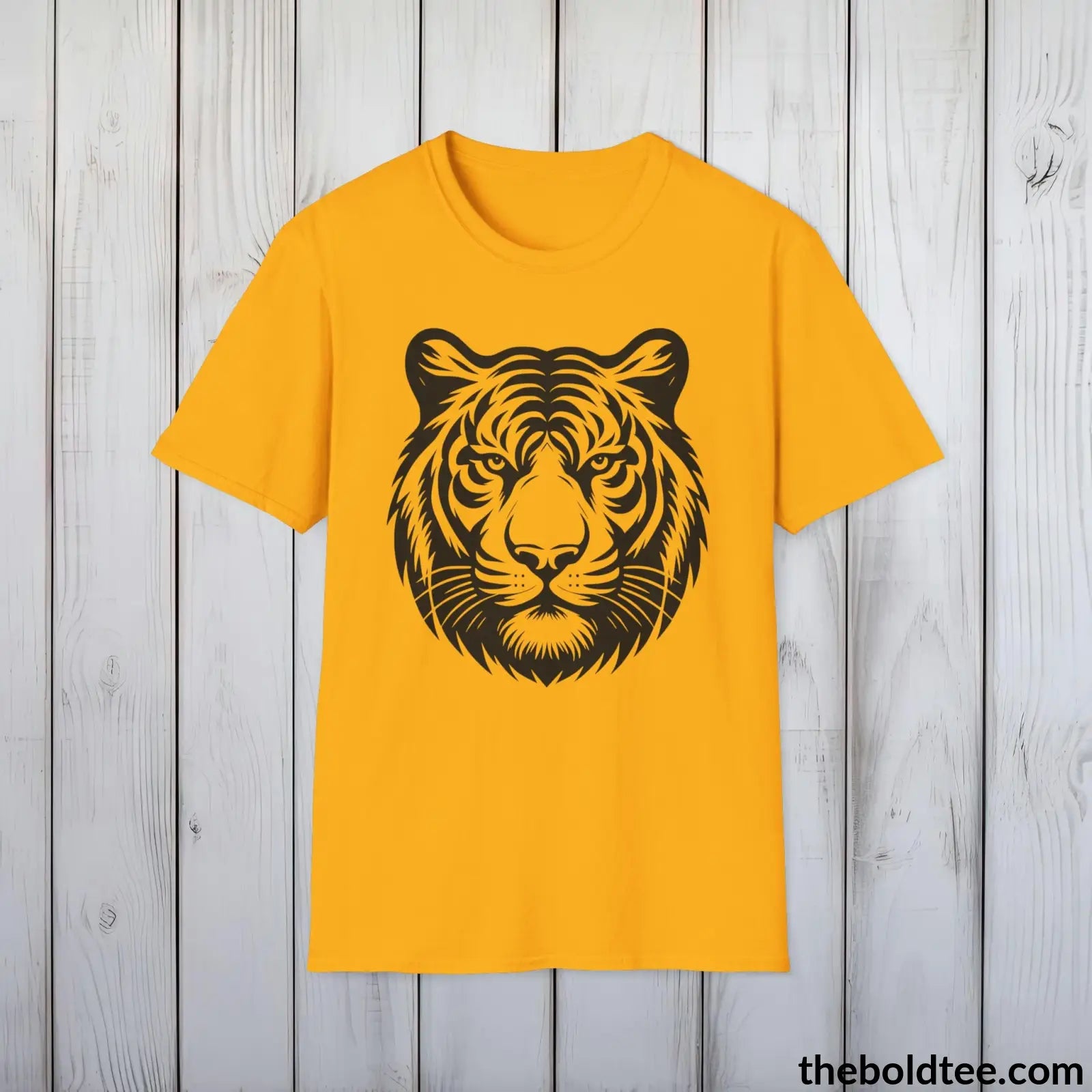 T-Shirt Gold / S Tiger Tee - Casual, Sustainable & Soft Cotton Crewneck Unisex T-Shirt - in 9 Bold Colors