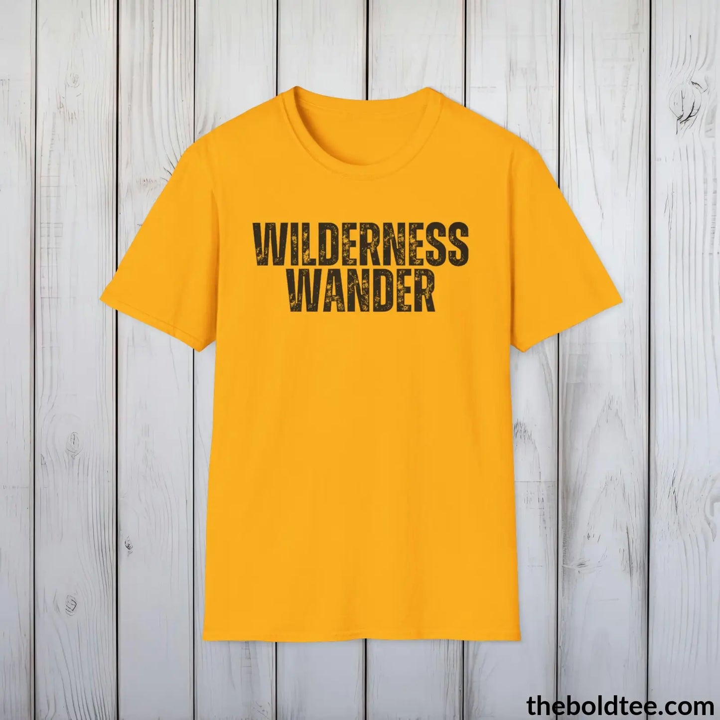 T-Shirt Gold / S WILDERNESS WANDERER Hiking Tee - Sustainable & Soft Cotton Crewneck Unisex T-Shirt - 8 Trendy Colors